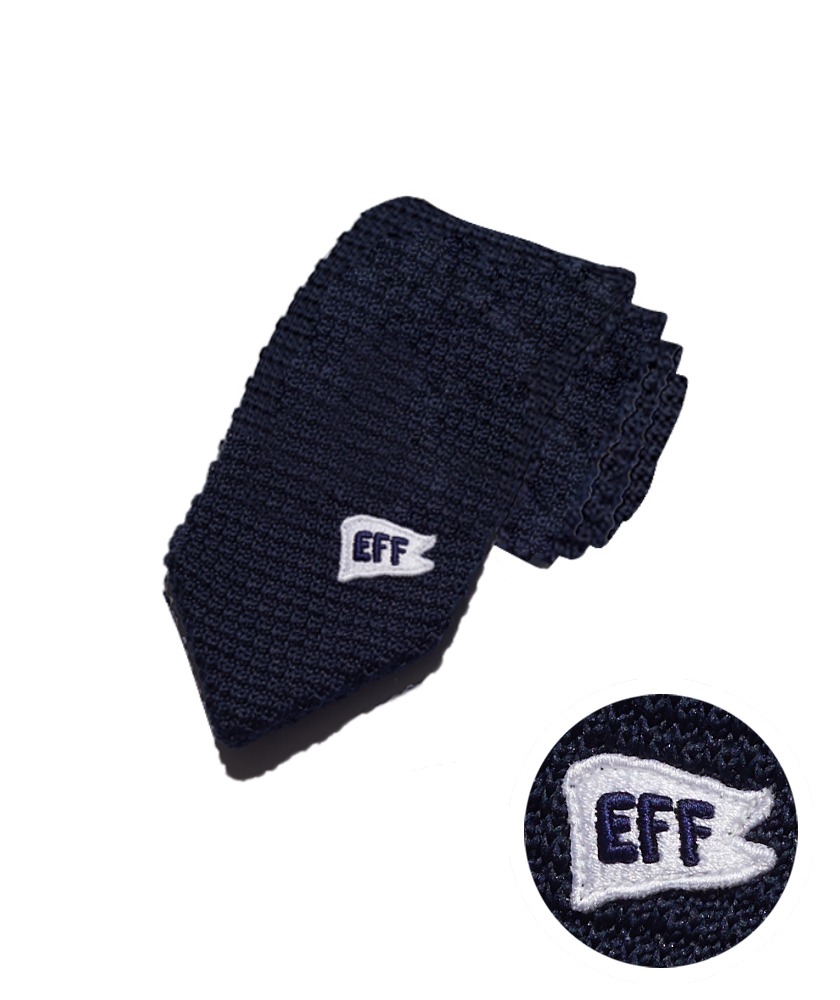 EFF 플래그자수 니트 넥타이 네이비